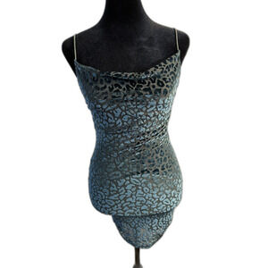 Princess Polly Teal Velvet Burnout Leopard Mini Dress — Bodycon